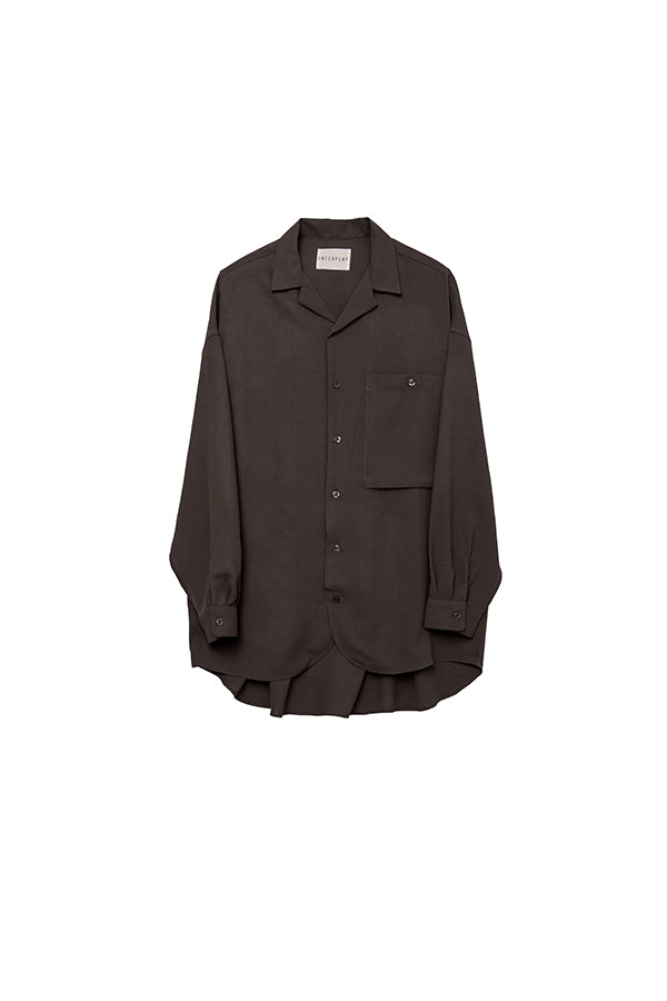 【INTERPLAY】Open Collar Over Size Shirt 【2：Solid】 -CHARCOAL- (UNISEX) 623580017-13
