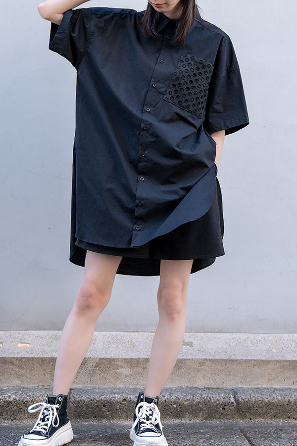 【Nora Lily】 Basic Long S/S Shirt<UNISEX> -WHITE&BLACK-223380048