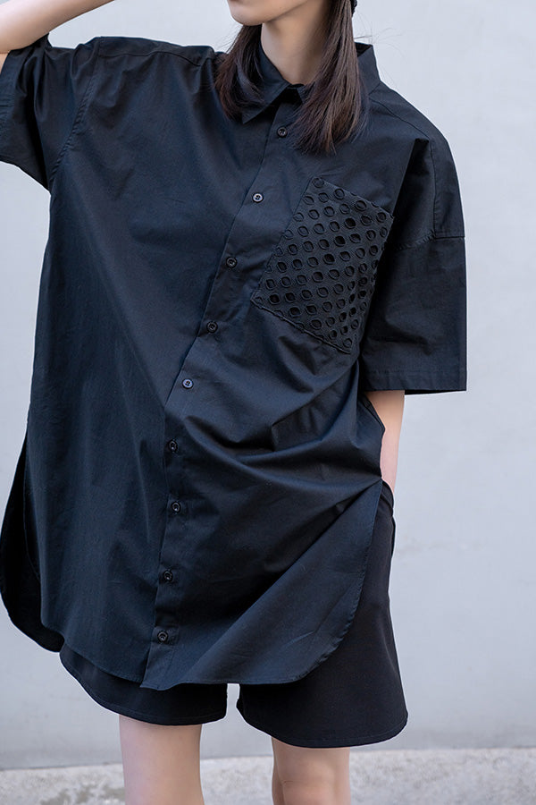 【Nora Lily】 Basic Long S/S Shirt<UNISEX> -WHITE&BLACK-223380048