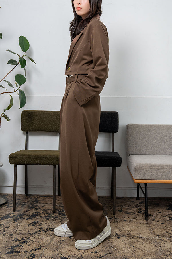 【Nora Lily】1Tuck Wide Pants(UNISEX)-BROWN-223560038-42
