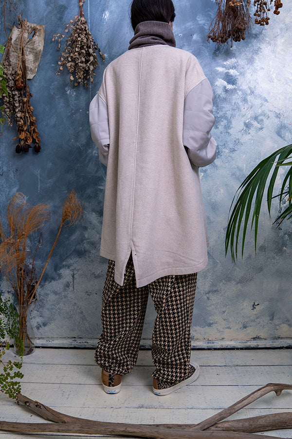 【Nora Lily】 Quilting Sleeve Collar-less Blouson(UNISEX)-Light BEIGE x GREY-223542053-52