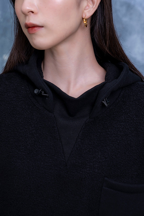 【Nora Lily】 Layered Warm Hooded Pull Over Sweat(UNISEX)-BLACK-223580063-19