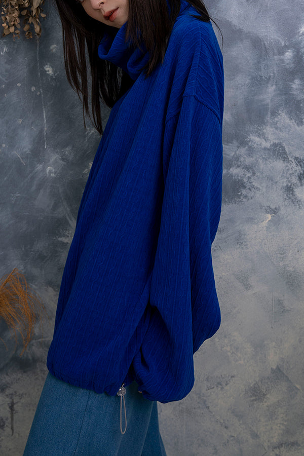 【Nora Lily】 Volume High Neck Jacquard Pull Over(UNISEX)-BLUE-223580065-92