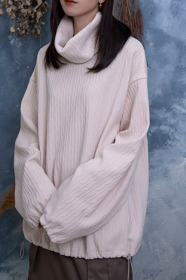 【Nora Lily】 Volume High Neck Jacquard Pull Over(UNISEX)-IVORY-223580065-04