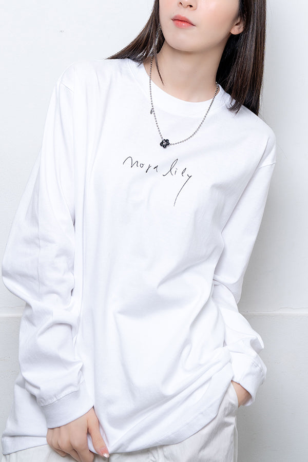 【Nora Lily】 Antique Charm Long Sleeve T-Shirt(UNISEX)-WHITE-224120002-01