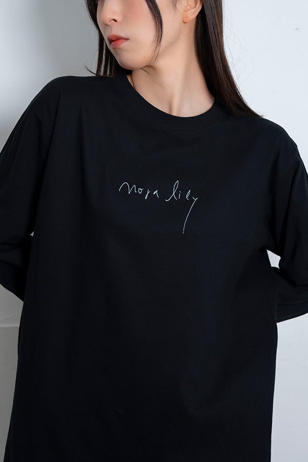 【Nora Lily】 Antique Charm Long Sleeve T-Shirt(UNISEX)-BLACK-224120002-19