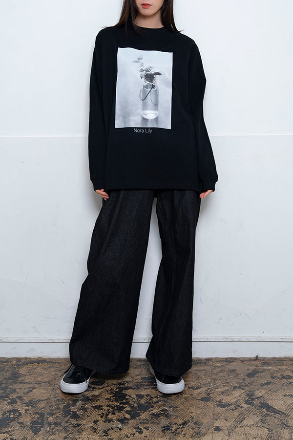 【Nora Lily】 Botanical Dream Long Sleeve T-Shirt(UNISEX)-BLACK-224120004-19