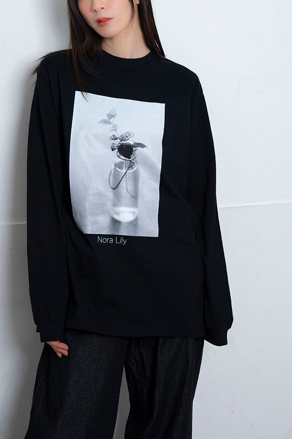 【Nora Lily】 Botanical Dream Long Sleeve T-Shirt(UNISEX)-BLACK-224120004-19