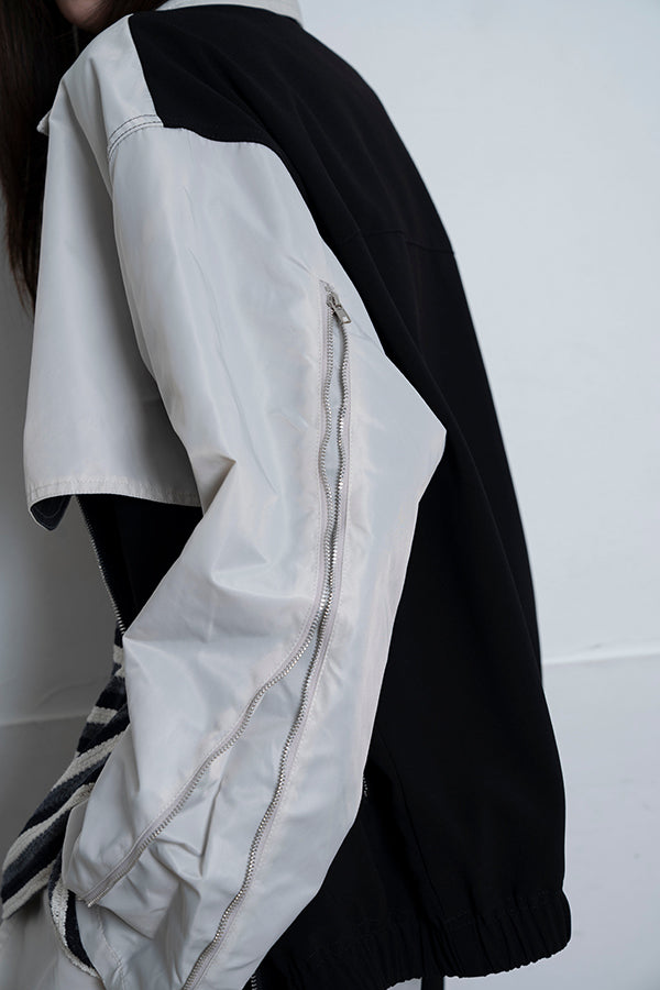 【Nora Lily】 Bi-Color Riders Jacket(UNISEX)-BLACK x Light Grey-224142069-19