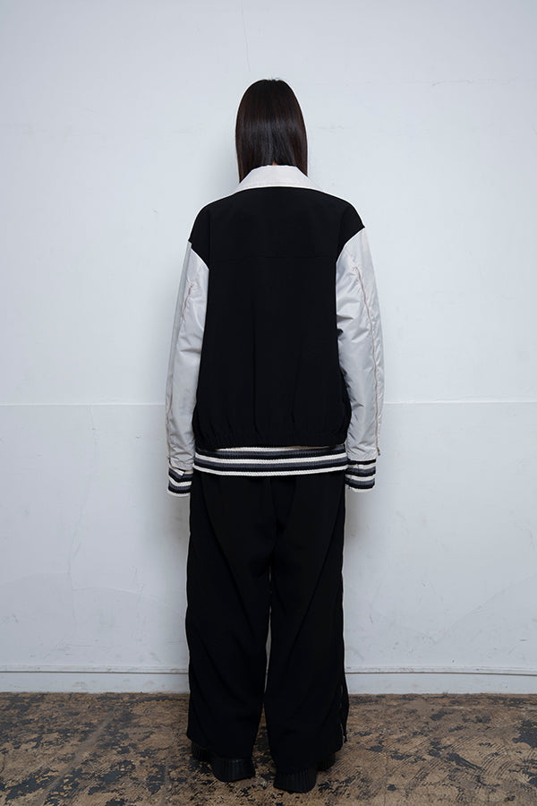 【Nora Lily】 Bi-Color Wide Pants(UNISEX)-BLACK x Light Grey-224160048-19