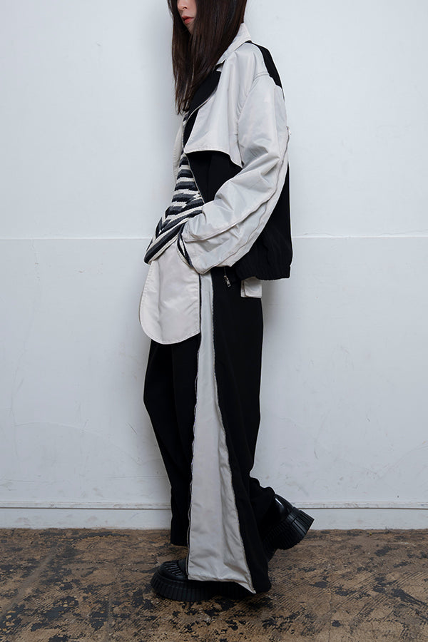 【Nora Lily】 Bi-Color Wide Pants(UNISEX)-BLACK x Light Grey-224160048-19