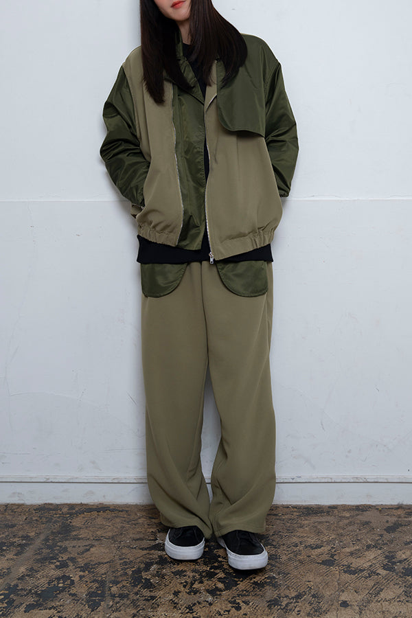 【Nora Lily】 Bi-Color Riders Jacket(UNISEX)-Light GREEN x Khaki-224142069-21