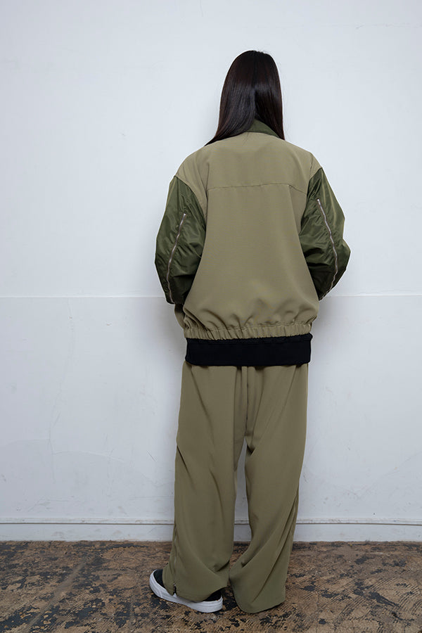 【Nora Lily】 Bi-Color Wide Pants(UNISEX)-Light GREEN x Khaki-224160048-21