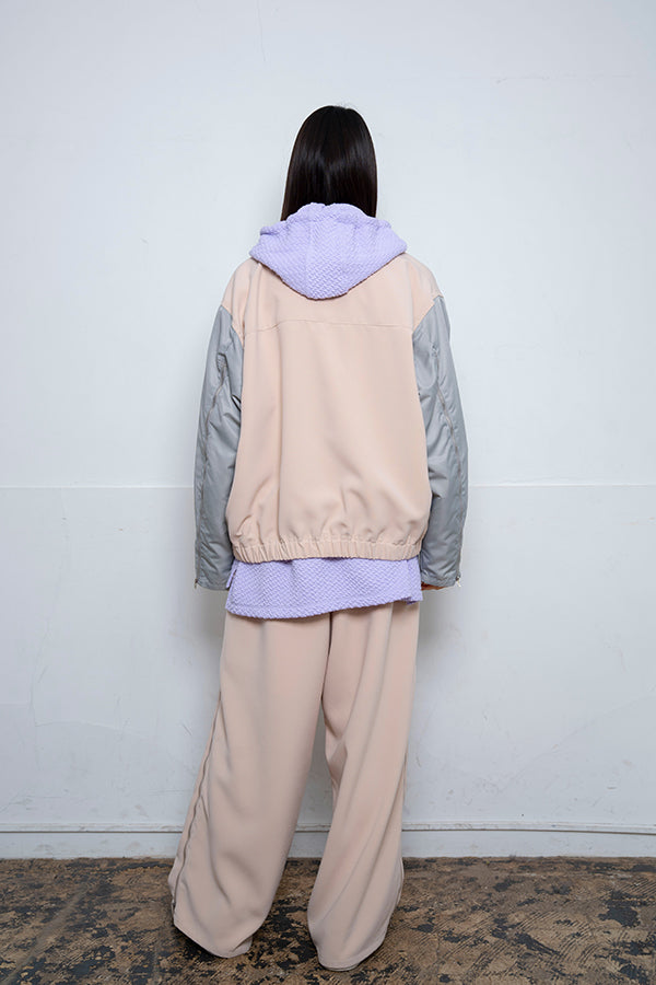 【Nora Lily】 Bi-Color Riders Jacket(UNISEX)-Pink BEIGE x Grey-224142069-50