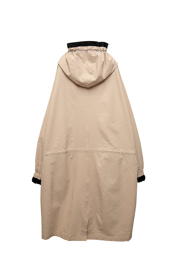 【Nora Lily】 Spring Hooded Coat(UNISEX)-Light BEIGE x Black-224142071-50