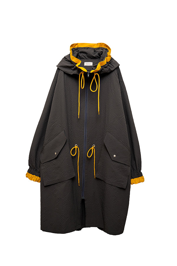 【Nora Lily】 Spring Hooded Coat(UNISEX)-CHARCOAL x Mustard-224142071-13