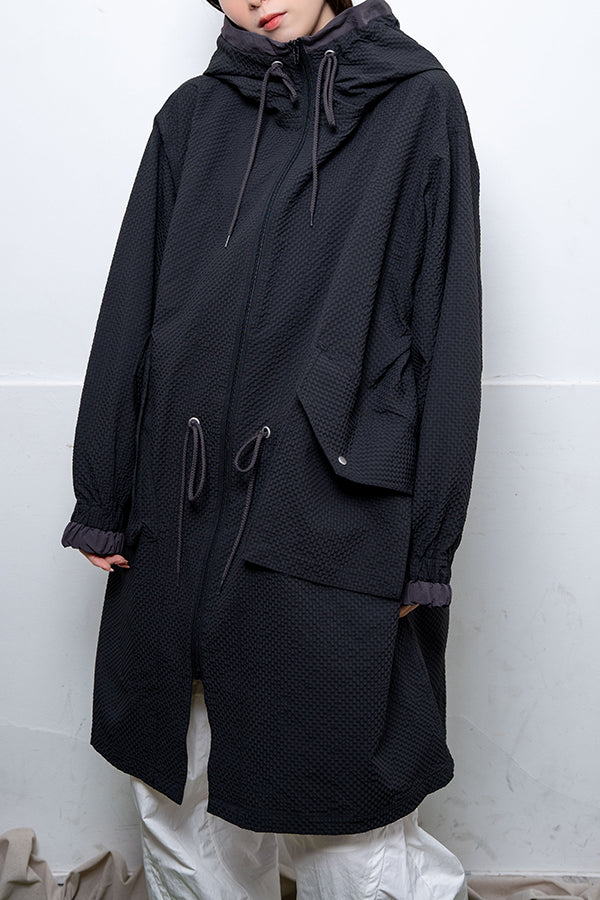【Nora Lily】 Spring Hooded Coat(UNISEX)-BLACK x Charcoal-224142071-19