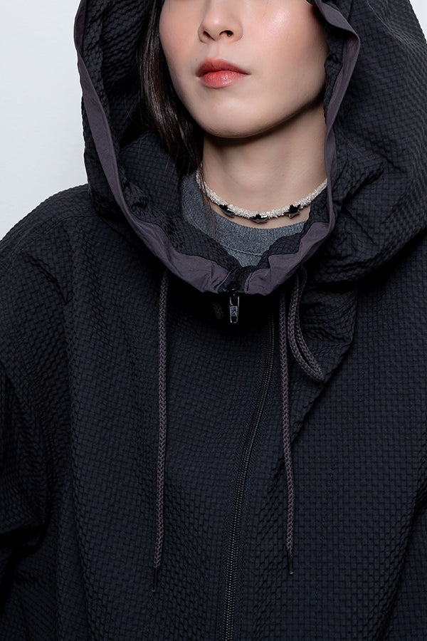 【Nora Lily】 Spring Hooded Coat(UNISEX)-BLACK x Charcoal-224142071-19