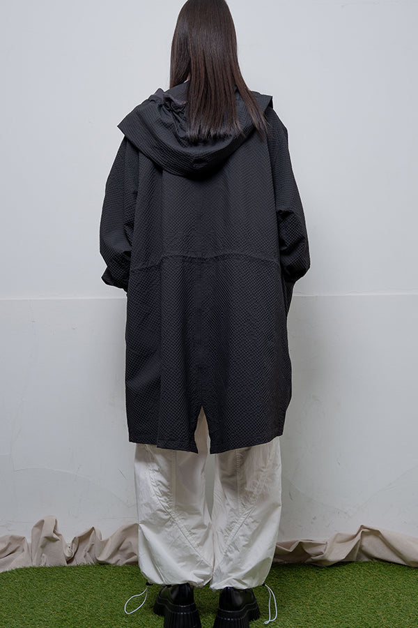 【Nora Lily】 Spring Hooded Coat(UNISEX)-BLACK x Charcoal-224142071-19