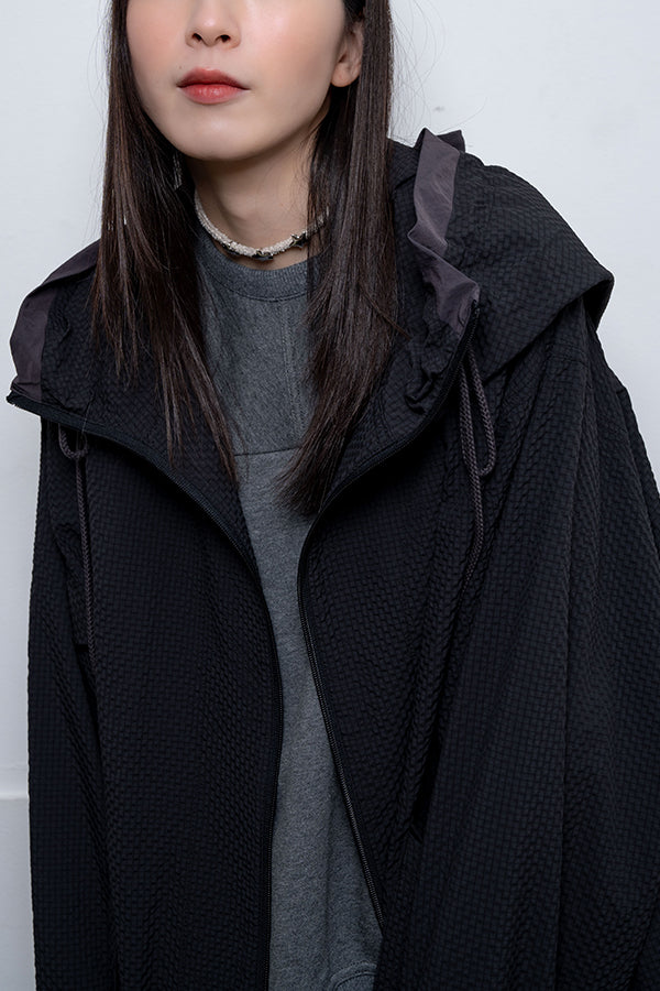 【Nora Lily】 Spring Hooded Coat(UNISEX)-BLACK x Charcoal-224142071-19