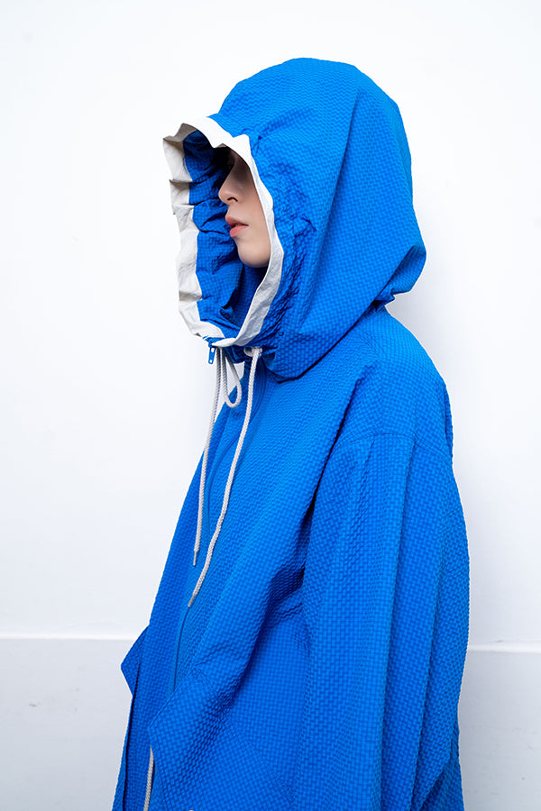 【Nora Lily】 Spring Hooded Coat(UNISEX)-BLUE x Light Grey-224142071-92