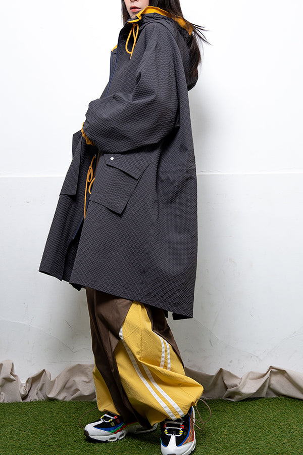 【Nora Lily】 Spring Hooded Coat(UNISEX)-CHARCOAL x Mustard-224142071-13