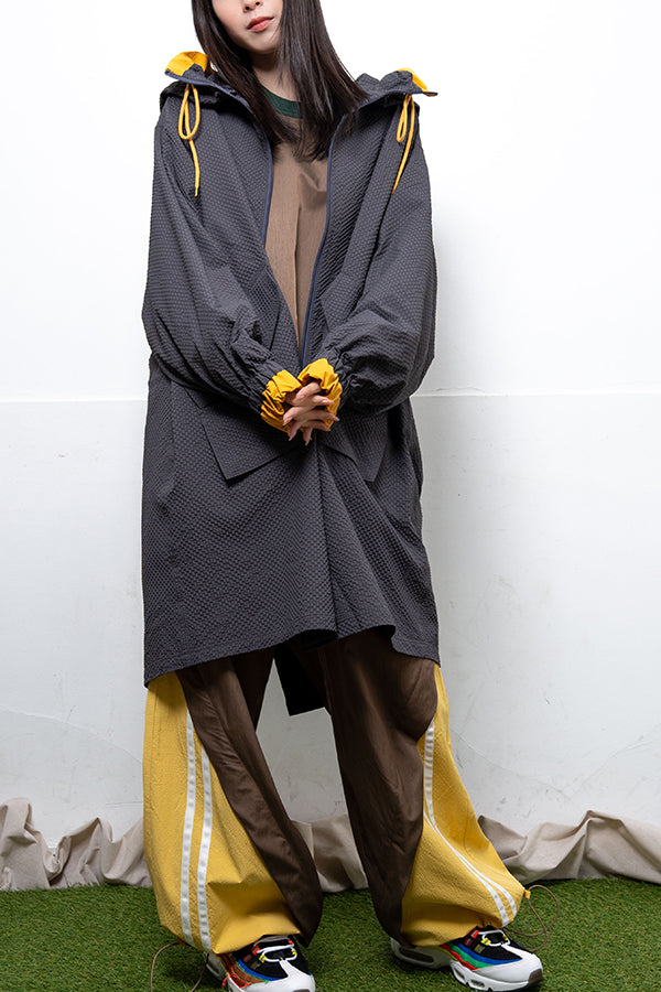 【Nora Lily】 Spring Hooded Coat(UNISEX)-CHARCOAL x Mustard-224142071-13