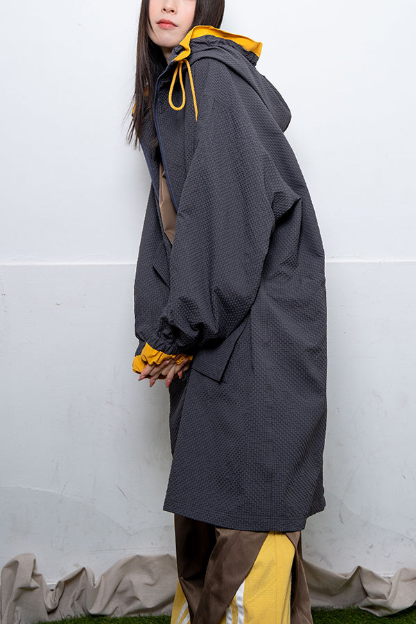 【Nora Lily】 Spring Hooded Coat(UNISEX)-CHARCOAL x Mustard-224142071-13