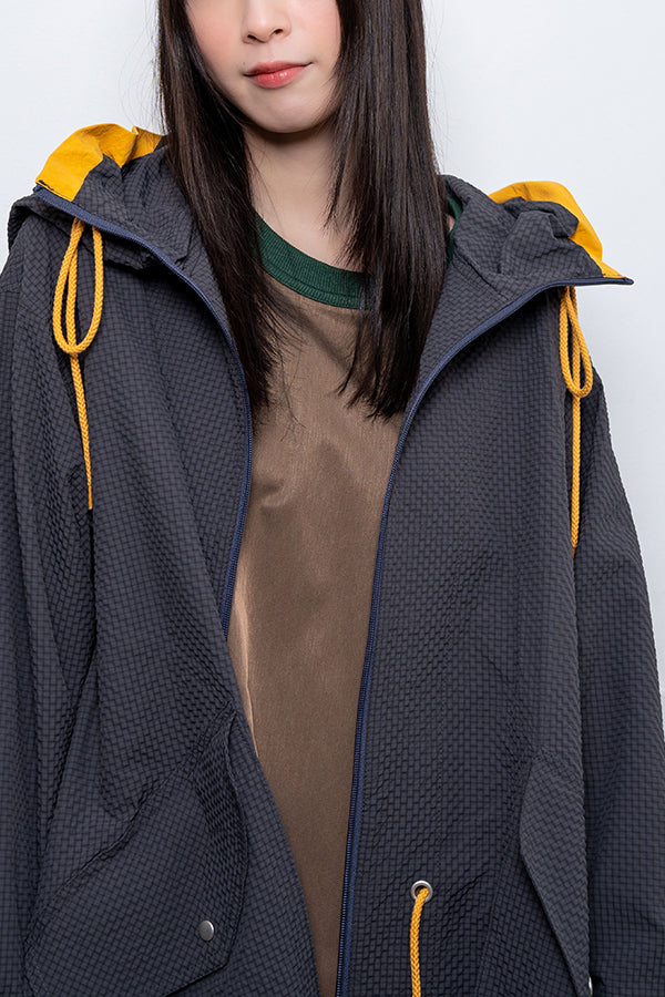 【Nora Lily】 Spring Hooded Coat(UNISEX)-CHARCOAL x Mustard-224142071-13