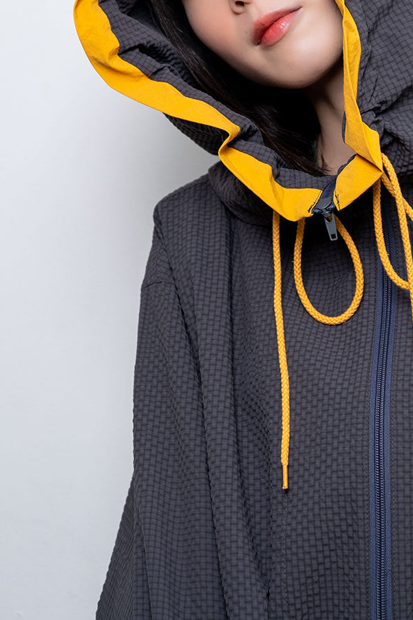 【Nora Lily】 Spring Hooded Coat(UNISEX)-CHARCOAL x Mustard-224142071-13