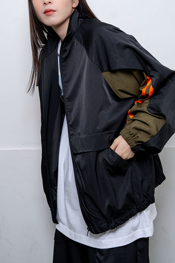 【Nora Lily】 Spring Track Top(UNISEX)-BLACK x Khaki-224142073-19