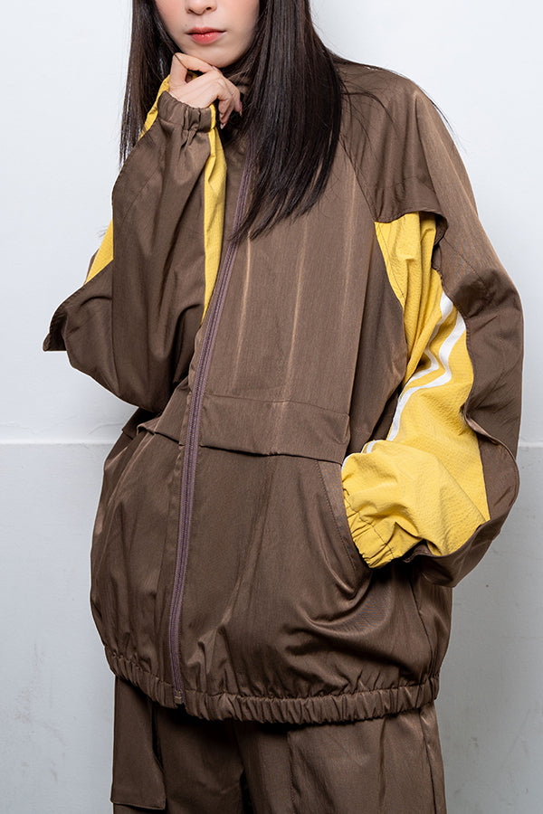 【Nora Lily】 Spring Track Top(UNISEX)-BROWN x Mustard-224142073-42