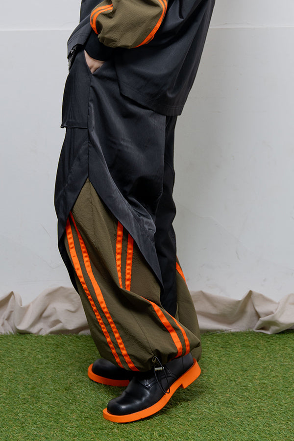 ご予約商品：【Nora Lily】 Spring Track Pants(UNISEX)-BLACK x Khaki-224160041-19