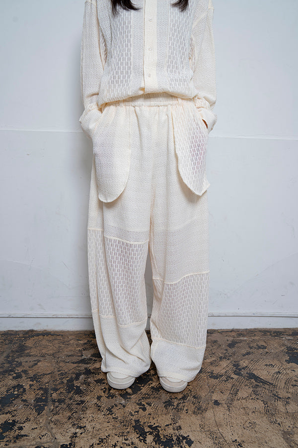 【Nora Lily】 Sheer Wide Pants(UNISEX)-WHITE-224160044-01