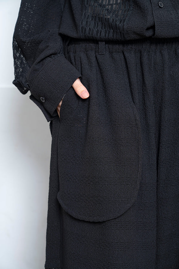 【Nora Lily】 Sheer Wide Pants(UNISEX)-BLACK-224160044-19