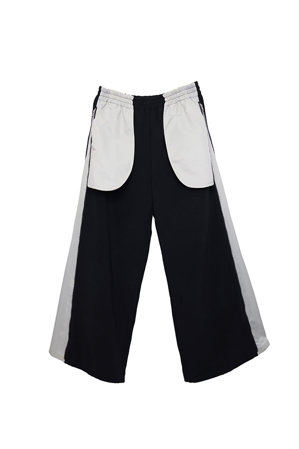 【Nora Lily】 Bi-Color Wide Pants(UNISEX)-BLACK x Light Grey-224160048-19