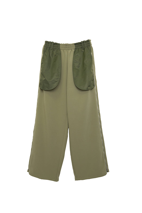 【Nora Lily】 Bi-Color Wide Pants(UNISEX)-Light GREEN x Khaki-224160048-21