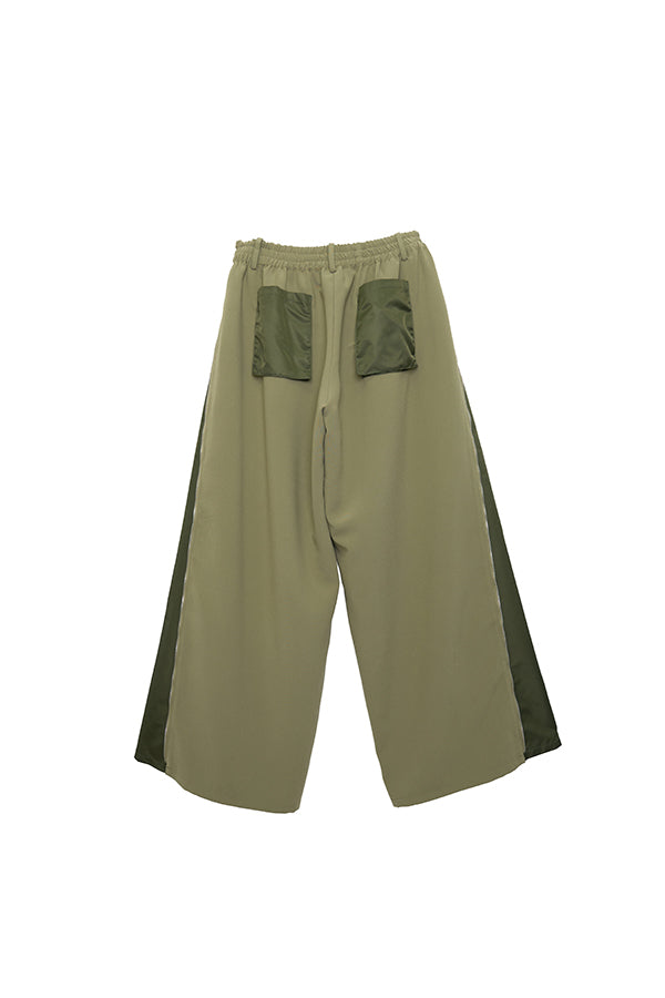 【Nora Lily】 Bi-Color Wide Pants(UNISEX)-Light GREEN x Khaki-224160048-21