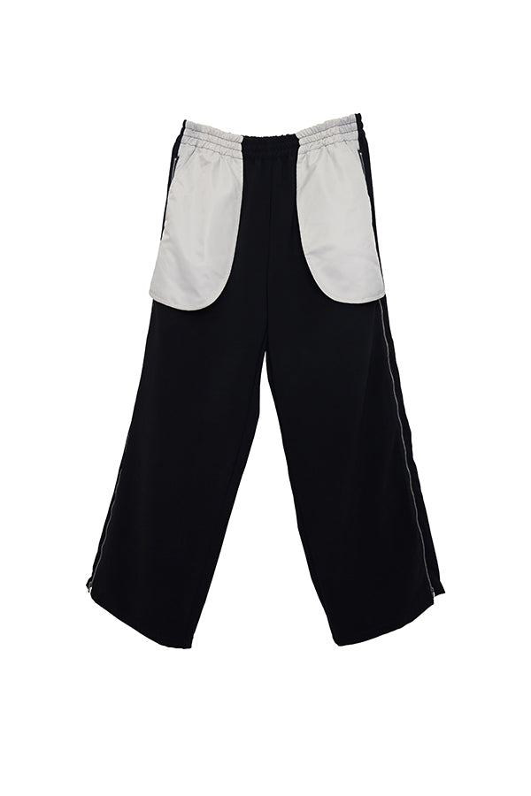 【Nora Lily】 Bi-Color Wide Pants(UNISEX)-BLACK x Light Grey-224160048-19