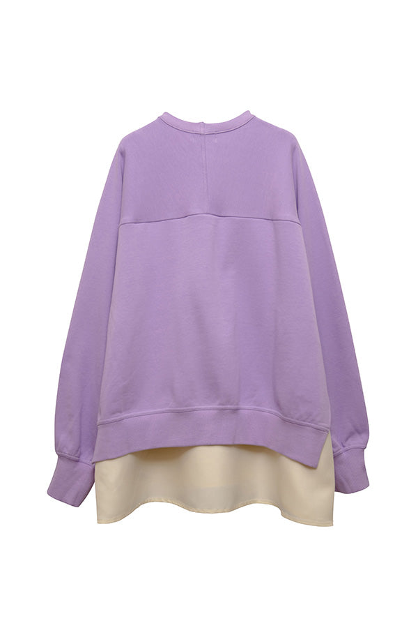 【Nora Lily】 Layered Sweat Pullover(UNISEX)-LAVENDER x White-224180070-81