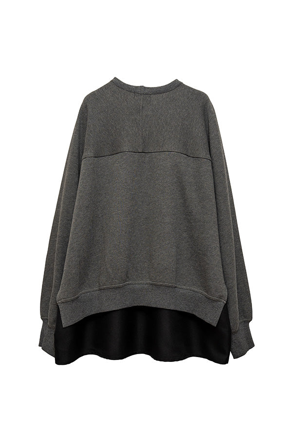 【Nora Lily】 Layered Sweat Pullover(UNISEX)-CHARCOAL x Black-224180070-13