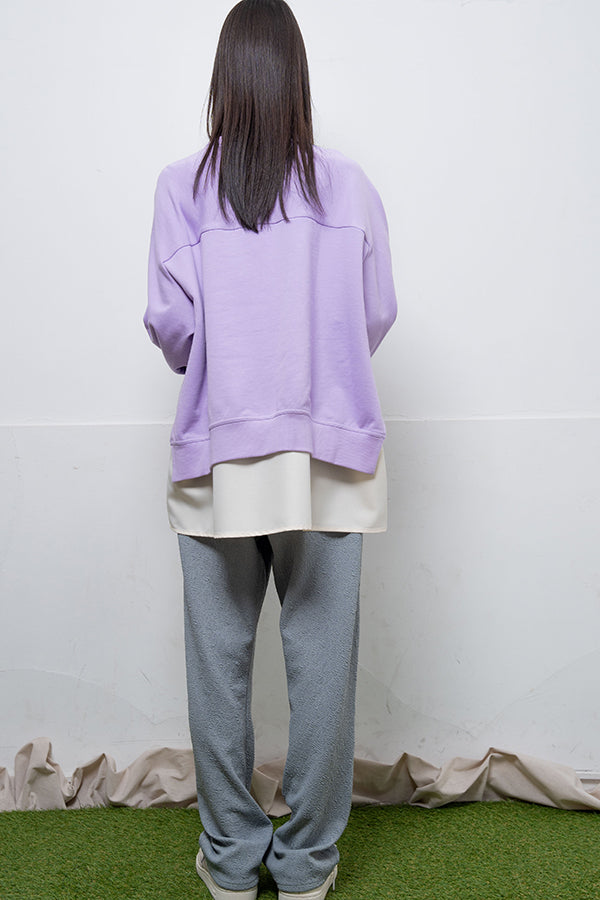 【Nora Lily】 Layered Sweat Pullover(UNISEX)-LAVENDER x White-224180070-81