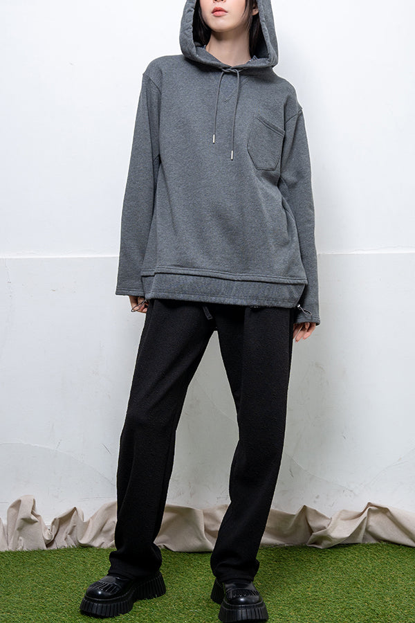 【Nora Lily】 Rib Brocking Hoodie(UNISEX)-CHARCOAL-224180071-13