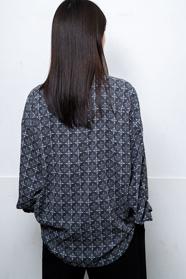 【Nora Lily】 Shaggy All-over pattern Shirt(UNISEX)-CHARCOAL総柄-224180074-2-13