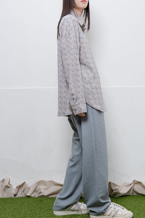 【Nora Lily】 Shaggy All-over pattern Shirt(UNISEX)-Light GREY総柄-224180074-2-11