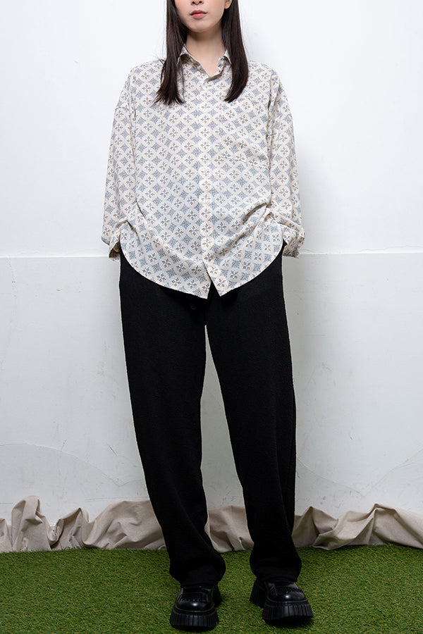 【Nora Lily】 Shaggy All-over pattern Shirt(UNISEX)-WHITE総柄-224180074-2-01