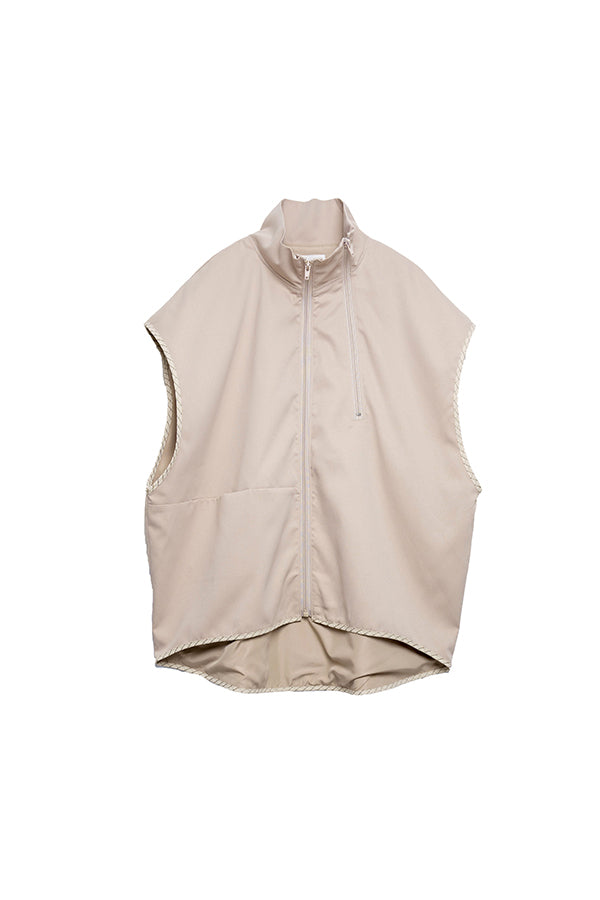【Nora Lily】 2 material Sleeve-Less Top(UNISEX)-BEIGE-224180075-52