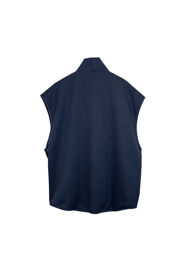 【Nora Lily】 2 material Sleeve-Less Top(UNISEX)-NAVY-224180075-93