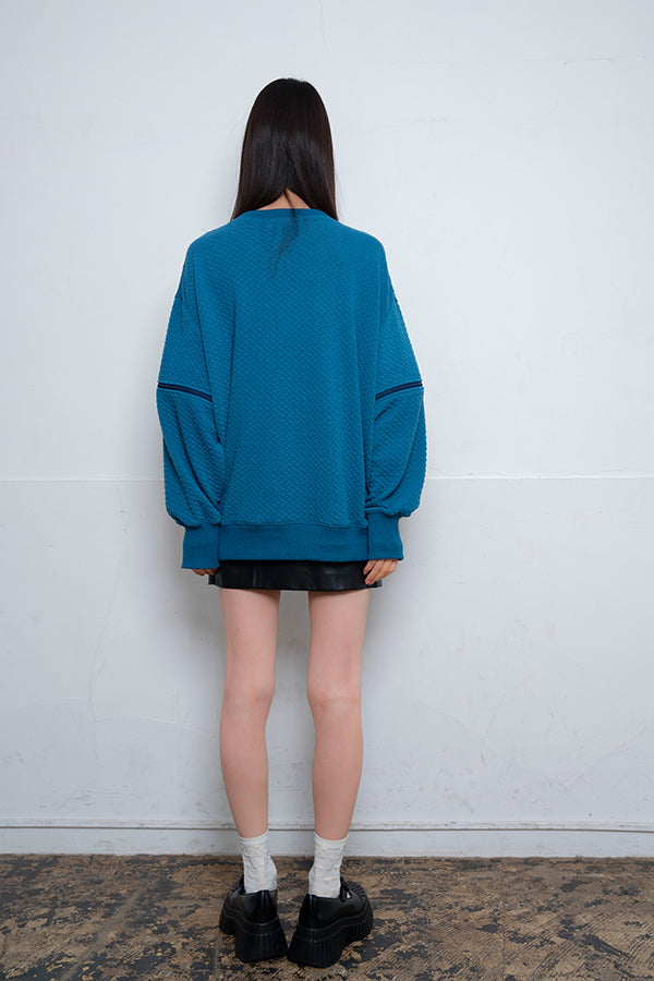 【Nora Lily】 Open Sleeve Cut Top(UNISEX)-Dusty BLUE-224180077-94