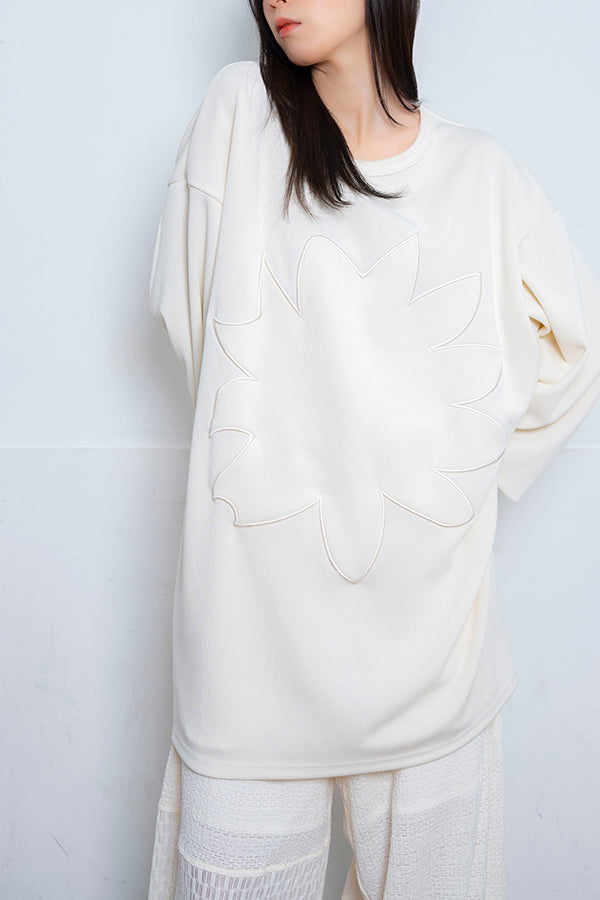 【Nora Lily】 Graphic Embroidery Cut Top(UNISEX)-WHITE-224180078-01